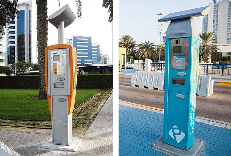 Dubai (Orange color) & Abu Dhabi (Blue color) Parking Meters